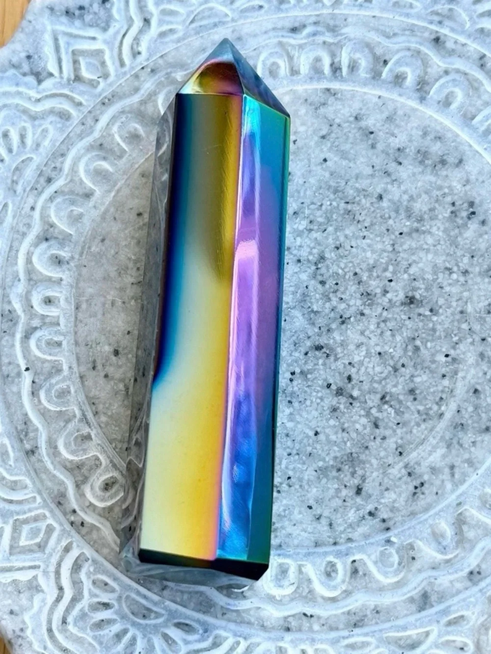 Titanium Rainbow Aura Quartz Tower, Wandering Bunny LLC